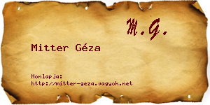 Mitter Géza névjegykártya
