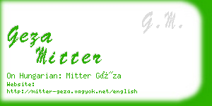geza mitter business card